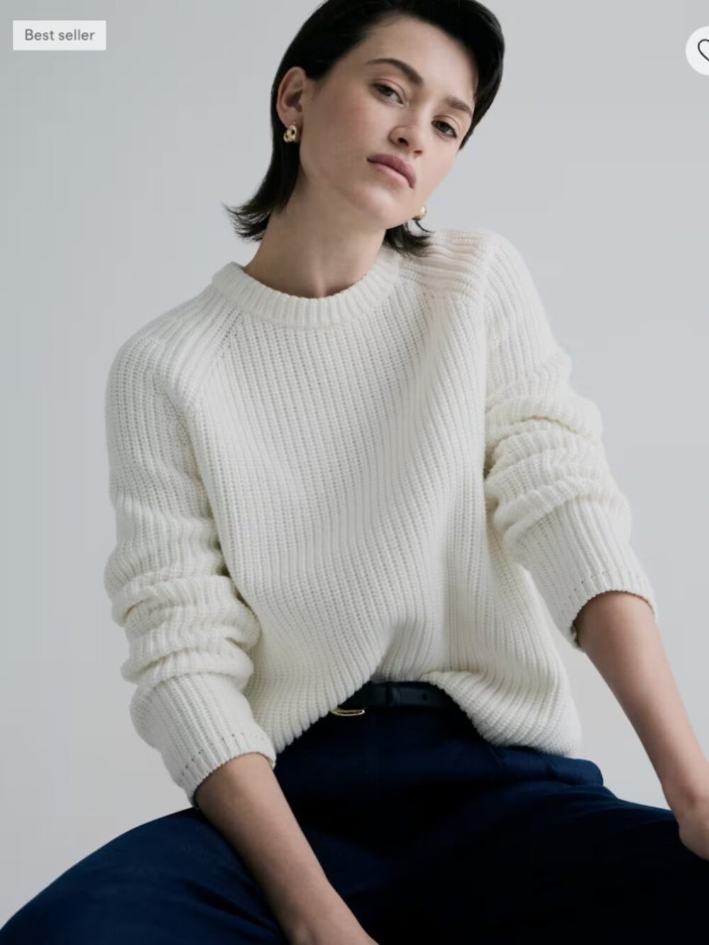 Quince 100% Organic Cotton Fisherman Crew Sweater  - NWOT